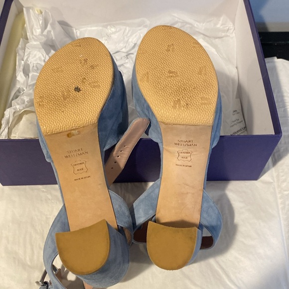 Stuart Weitzman Blue Suede Women's Sandals - Picture 3 of 6